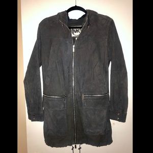Grey suede leather zip up Michael Kors jaket